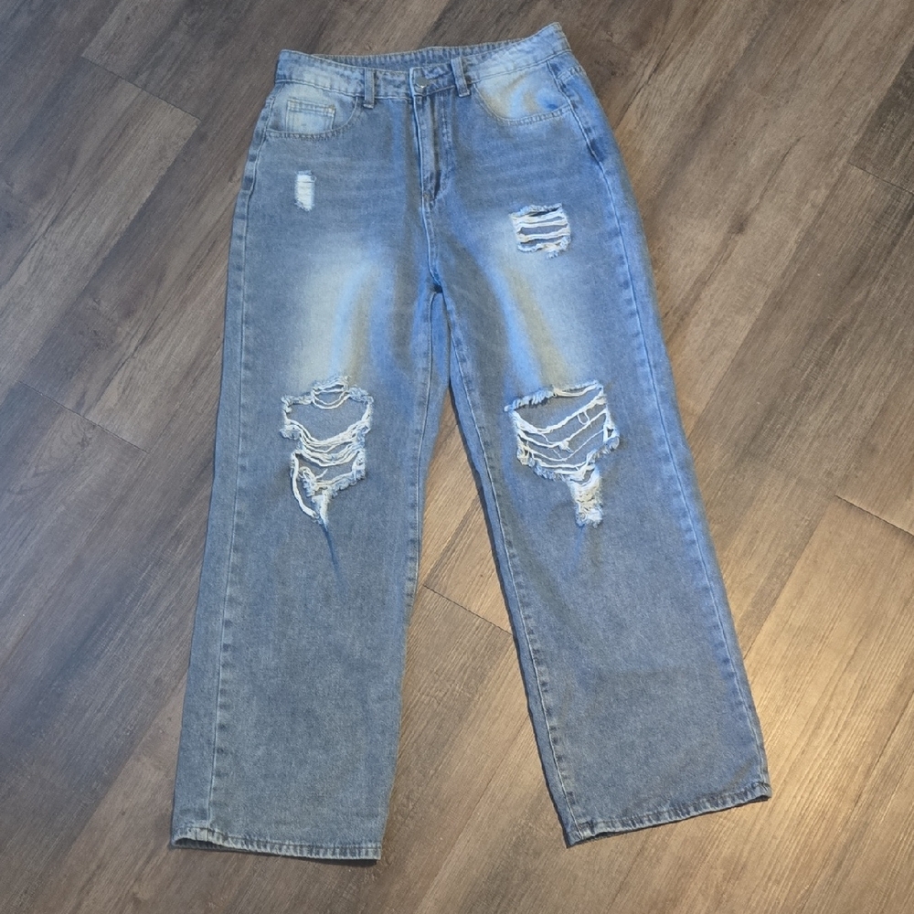 Distressed Light Blue Jeans